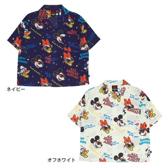【ベビードール】親子お揃い リゾート総柄シャツ 0479K （ボトムス別売） / ミッキー ミニー デイジー ドナルド ベビーサイズ キッズ リンクコーデ ペアルック 親子コーデ トップス 羽織 半袖 開襟シャツ セットアップコーデ