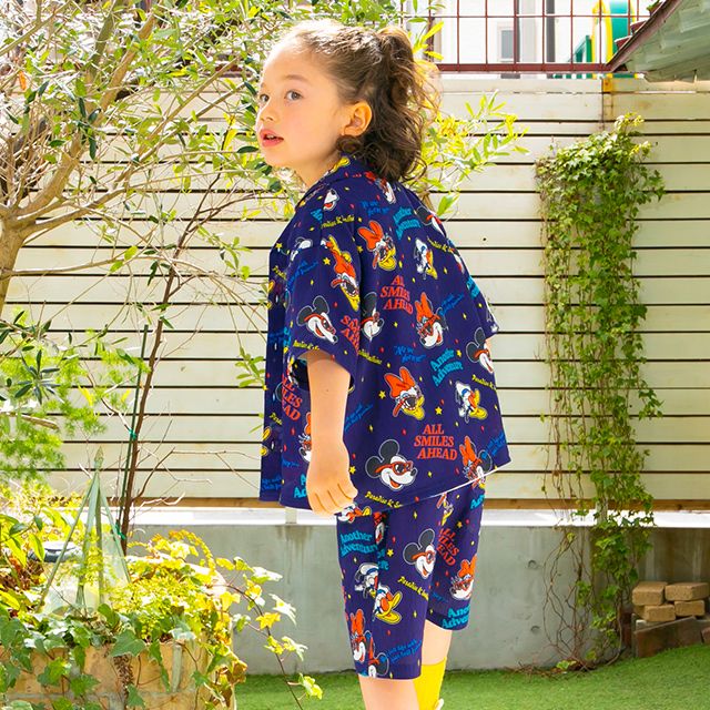 【ベビードール】親子お揃い リゾート総柄シャツ 0479K （ボトムス別売） / ミッキー ミニー デイジー ドナルド ベビーサイズ キッズ リンクコーデ ペアルック 親子コーデ トップス 羽織 半袖 開襟シャツ セットアップコーデ