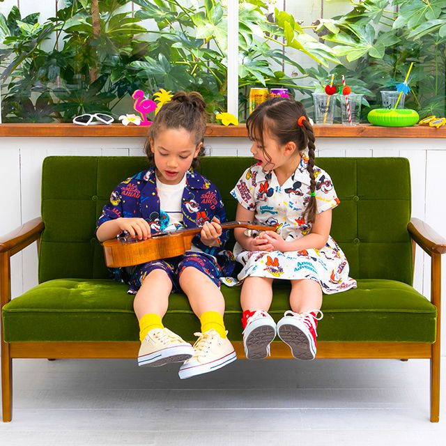 【ベビードール】親子お揃い リゾート総柄シャツ 0479K （ボトムス別売） / ミッキー ミニー デイジー ドナルド ベビーサイズ キッズ リンクコーデ ペアルック 親子コーデ トップス 羽織 半袖 開襟シャツ セットアップコーデ