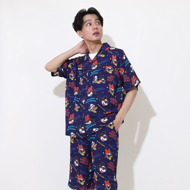【ベビードール】親子お揃い リゾート総柄シャツ 0479A （ボトムス別売） / ミッキー ミニー デイジー ドナルド 大人 ユニセックス 男女兼用 リンクコーデ ペアルック 親子コーデ トップス 羽織 半袖 開襟シャツ セットアップコーデ
