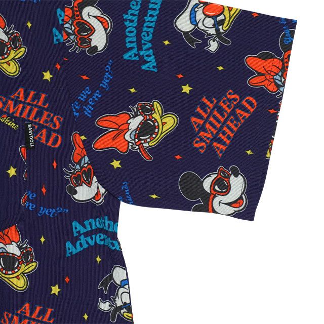 【ベビードール】親子お揃い リゾート総柄シャツ 0479A （ボトムス別売） / ミッキー ミニー デイジー ドナルド 大人 ユニセックス 男女兼用 リンクコーデ ペアルック 親子コーデ トップス 羽織 半袖 開襟シャツ セットアップコーデ