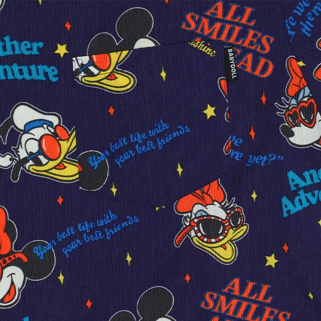 【ベビードール】親子お揃い リゾート総柄シャツ 0479A （ボトムス別売） / ミッキー ミニー デイジー ドナルド 大人 ユニセックス 男女兼用 リンクコーデ ペアルック 親子コーデ トップス 羽織 半袖 開襟シャツ セットアップコーデ