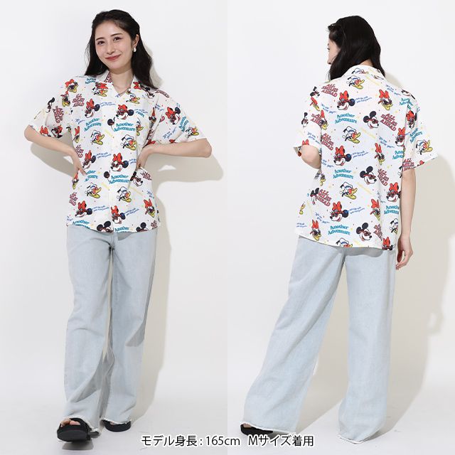 【ベビードール】親子お揃い リゾート総柄シャツ 0479A （ボトムス別売） / ミッキー ミニー デイジー ドナルド 大人 ユニセックス 男女兼用 リンクコーデ ペアルック 親子コーデ トップス 羽織 半袖 開襟シャツ セットアップコーデ