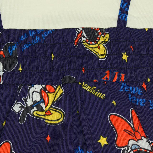 【ベビードール】リゾート総柄ドッキングロンパース 0480B / ミッキー ミニー デイジー ドナルド 70-80cm ベビーサイズ 赤ちゃん ベビー服 リンクコーデ ペアルック 親子コーデ つなぎ 半袖 バルーン袖 ビスチェ スカート ワンピース