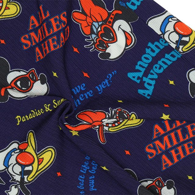 【ベビードール】リゾート総柄ドッキングロンパース 0480B / ミッキー ミニー デイジー ドナルド 70-80cm ベビーサイズ 赤ちゃん ベビー服 リンクコーデ ペアルック 親子コーデ つなぎ 半袖 バルーン袖 ビスチェ スカート ワンピース