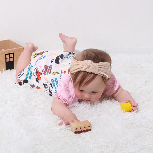 【ベビードール】リゾート総柄ドッキングロンパース 0480B / ミッキー ミニー デイジー ドナルド 70-80cm ベビーサイズ 赤ちゃん ベビー服 リンクコーデ ペアルック 親子コーデ つなぎ 半袖 バルーン袖 ビスチェ スカート ワンピース