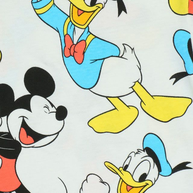 【ベビードール】ミッキー ドナルド 総柄 Tシャツ&ハーフパンツ 2点セット 0482K / ベビーサイズ キッズ トップス ボトムス 半袖 短パン 半ズボン ウエスト総ゴム ゴム穴付 上下セットアップ コーデセット