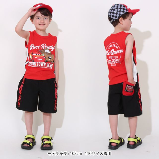 【ベビードール】カーズ サイドロゴハーフパンツ 0513K / マックィーン ベビーサイズ キッズ ボトム 半ズボン 短パン ウエスト総ゴム ゴム穴付 速乾