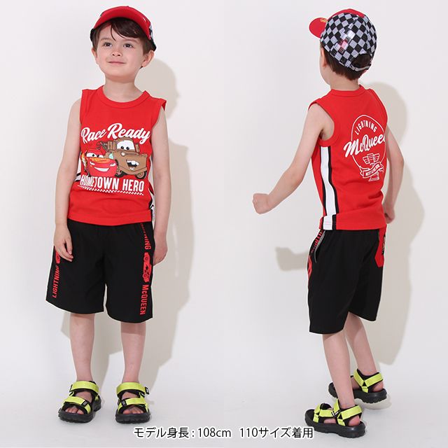 【ベビードール】カーズ サイド切り替えタンクトップ 0514K / マックィーン メーター ベビーサイズ キッズ トップス 袖なし クルーネックカットソー ノースリーブ 天竺素材 スポーティ