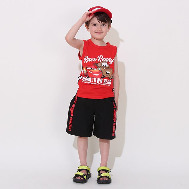 【ベビードール】カーズ サイド切り替えタンクトップ 0514K / マックィーン メーター ベビーサイズ キッズ トップス 袖なし クルーネックカットソー ノースリーブ 天竺素材 スポーティ