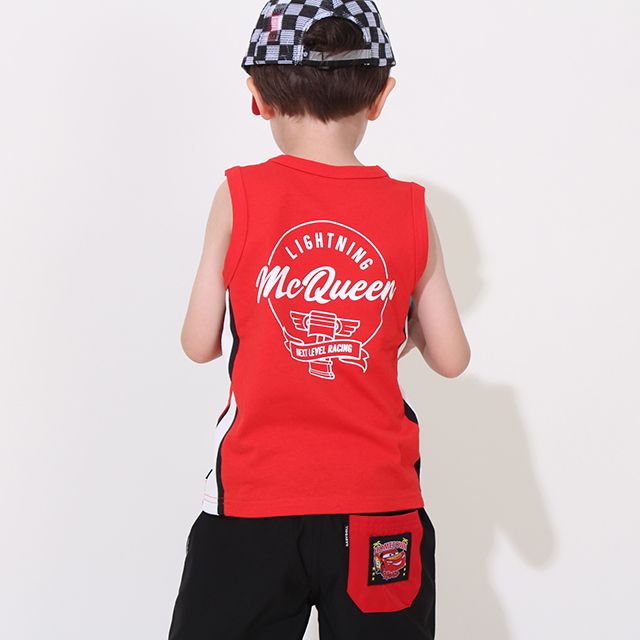 【ベビードール】カーズ サイド切り替えタンクトップ 0514K / マックィーン メーター ベビーサイズ キッズ トップス 袖なし クルーネックカットソー ノースリーブ 天竺素材 スポーティ