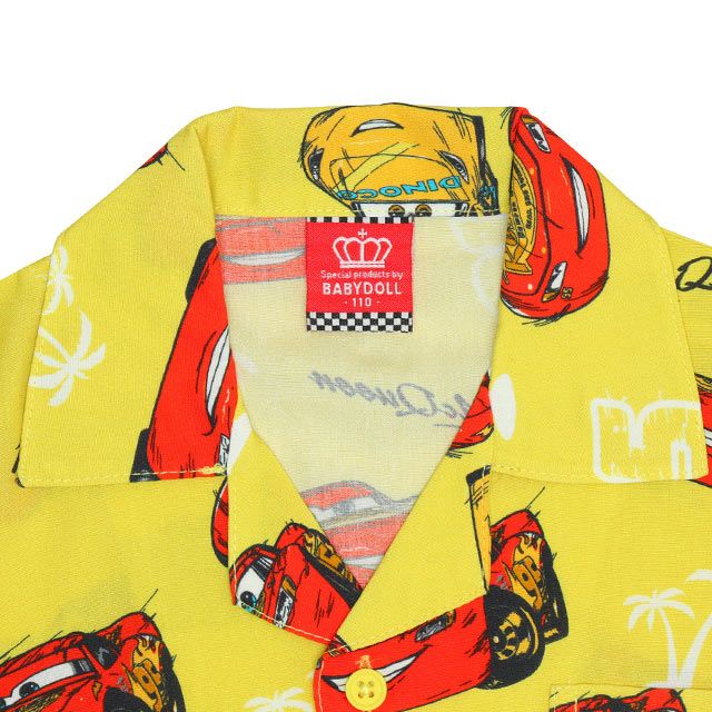 【ベビードール】カーズ 総柄半袖シャツ 0515K / マックィーン ジャクソン・ストーム クルーズ・ラミレス ベビーサイズ キッズ トップス 半袖シャツ オープンカラー 開襟 羽織り