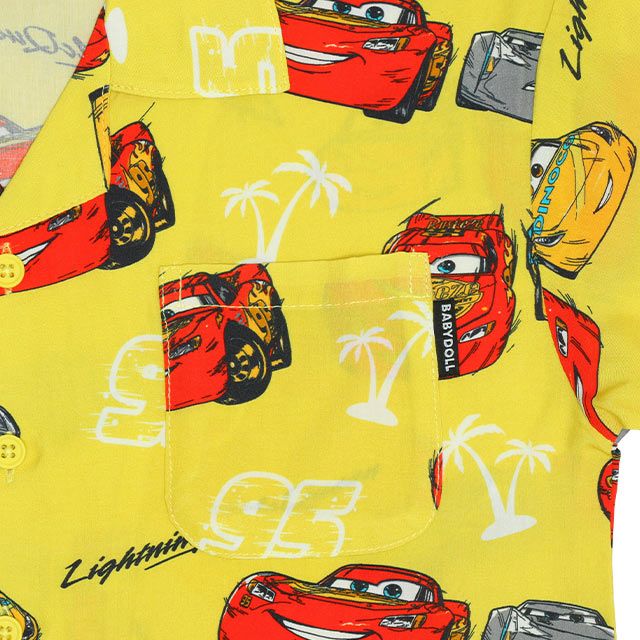 【ベビードール】カーズ 総柄半袖シャツ 0515K / マックィーン ジャクソン・ストーム クルーズ・ラミレス ベビーサイズ キッズ トップス 半袖シャツ オープンカラー 開襟 羽織り