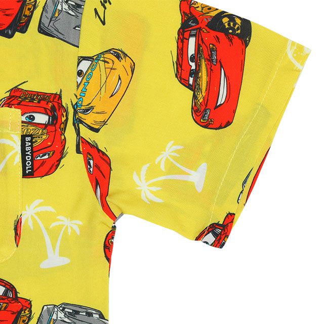 【ベビードール】カーズ 総柄半袖シャツ 0515K / マックィーン ジャクソン・ストーム クルーズ・ラミレス ベビーサイズ キッズ トップス 半袖シャツ オープンカラー 開襟 羽織り