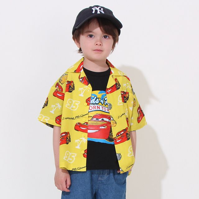 【ベビードール】カーズ 総柄半袖シャツ 0515K / マックィーン ジャクソン・ストーム クルーズ・ラミレス ベビーサイズ キッズ トップス 半袖シャツ オープンカラー 開襟 羽織り