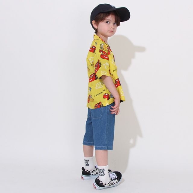 【ベビードール】カーズ 総柄半袖シャツ 0515K / マックィーン ジャクソン・ストーム クルーズ・ラミレス ベビーサイズ キッズ トップス 半袖シャツ オープンカラー 開襟 羽織り