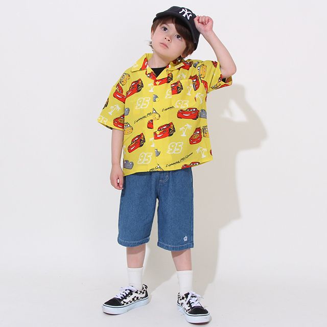 【ベビードール】カーズ 総柄半袖シャツ 0515K / マックィーン ジャクソン・ストーム クルーズ・ラミレス ベビーサイズ キッズ トップス 半袖シャツ オープンカラー 開襟 羽織り