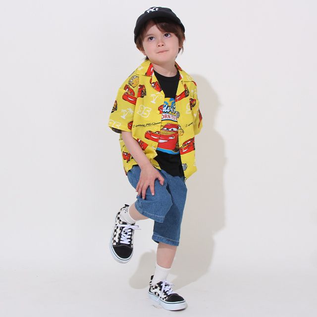 【ベビードール】カーズ 総柄半袖シャツ 0515K / マックィーン ジャクソン・ストーム クルーズ・ラミレス ベビーサイズ キッズ トップス 半袖シャツ オープンカラー 開襟 羽織り