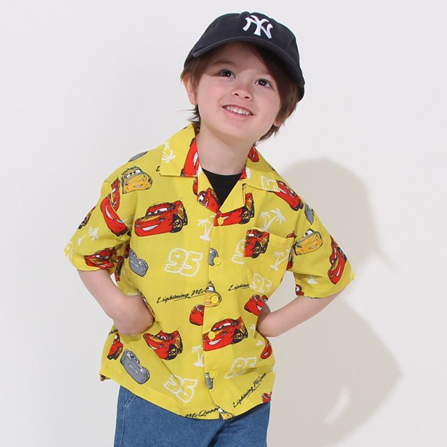 【ベビードール】カーズ 総柄半袖シャツ 0515K / マックィーン ジャクソン・ストーム クルーズ・ラミレス ベビーサイズ キッズ トップス 半袖シャツ オープンカラー 開襟 羽織り