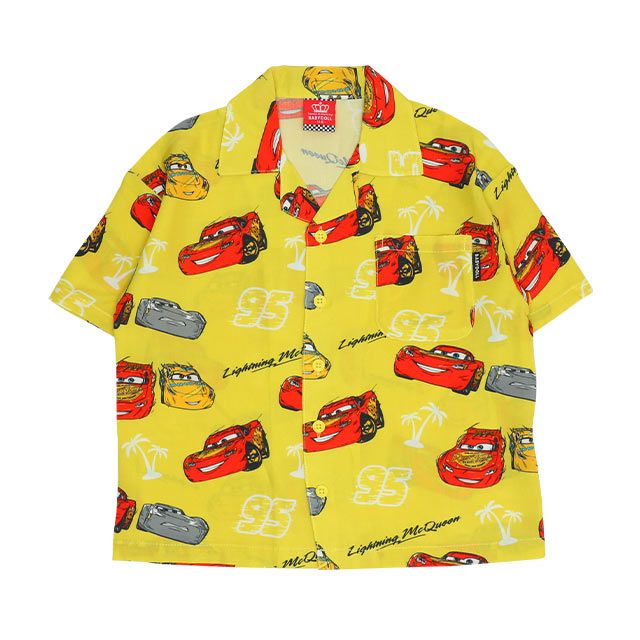【ベビードール】カーズ 総柄半袖シャツ 0515K / マックィーン ジャクソン・ストーム クルーズ・ラミレス ベビーサイズ キッズ トップス 半袖シャツ オープンカラー 開襟 羽織り