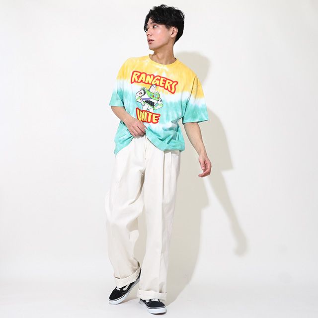 【ベビードール】バズ 親子お揃い タイダイキャラクターTシャツ 0517A / トイ・ストーリー 大人 ユニセックス 男女兼用 リンクコーデ ペアルック 親子コーデ トップス 半袖