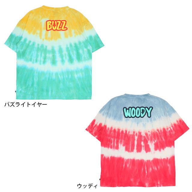 【ベビードール】ウッディ 親子お揃い タイダイキャラクターTシャツ 0517A / トイストーリー 大人 ユニセックス 男女兼用 リンクコーデ ペアルック 親子コーデ トップス 半袖