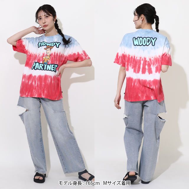 【ベビードール】ウッディ 親子お揃い タイダイキャラクターTシャツ 0517A / トイストーリー 大人 ユニセックス 男女兼用 リンクコーデ ペアルック 親子コーデ トップス 半袖