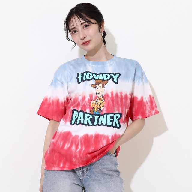 【ベビードール】ウッディ 親子お揃い タイダイキャラクターTシャツ 0517A / トイストーリー 大人 ユニセックス 男女兼用 リンクコーデ ペアルック 親子コーデ トップス 半袖