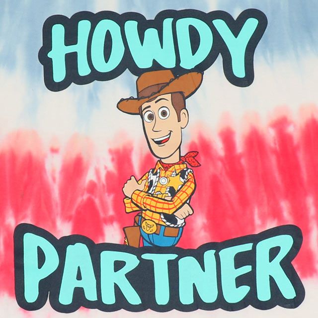 【ベビードール】ウッディ 親子お揃い タイダイキャラクターTシャツ 0517A / トイストーリー 大人 ユニセックス 男女兼用 リンクコーデ ペアルック 親子コーデ トップス 半袖