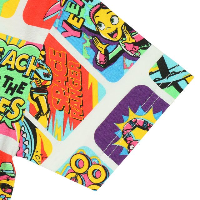 【ベビードール】親子お揃い トイ・ストーリー 総柄Tシャツ 0519K / ウッディ バズ リトルグリーンメン ジェシー レックス ベビーサイズ キッズ リンクコーデ ペアルック 親子コーデ おそろい トップス 半袖 天竺素材