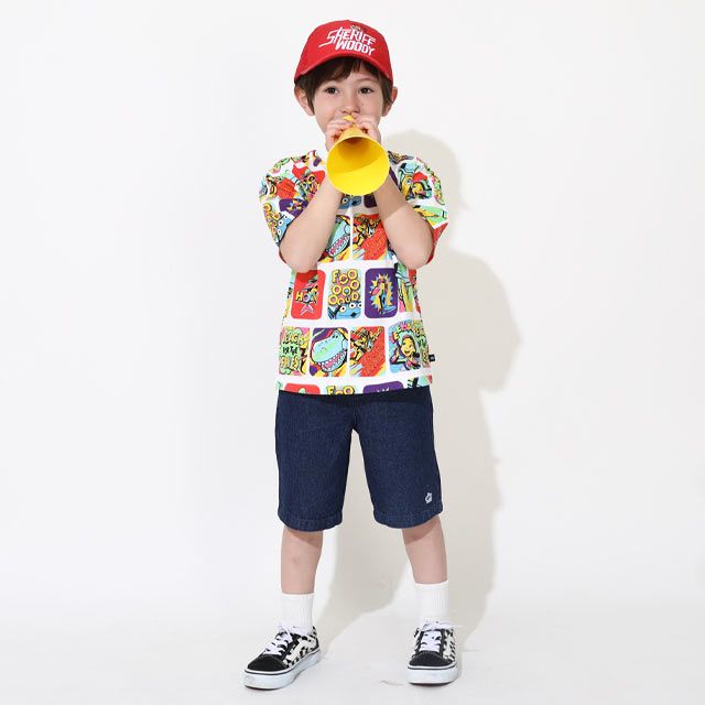 【ベビードール】親子お揃い トイ・ストーリー 総柄Tシャツ 0519K / ウッディ バズ リトルグリーンメン ジェシー レックス ベビーサイズ キッズ リンクコーデ ペアルック 親子コーデ おそろい トップス 半袖 天竺素材