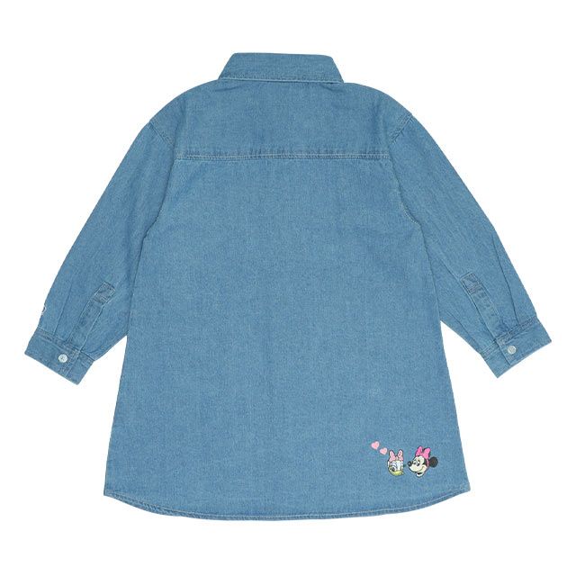 【ベビードール】ミニー 親子お揃い ワッペンデニムワンピース 0520K / デイジー ベビーサイズ キッズ リンクコーデ ペアルック 親子コーデ 長袖 トップス 羽織り ミニ丈 オールインワン