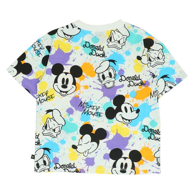 【ベビードール】ミッキー ドナルド キャラクター総柄Tシャツ 0538K / ベビーサイズ キッズ トップス 半袖 カラフル インク柄 天竺素材