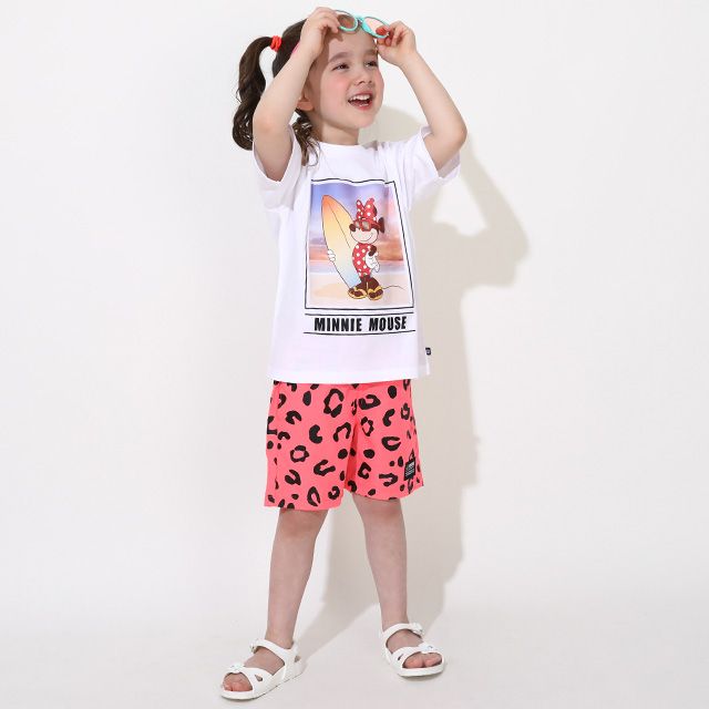 【ベビードール】ミニー 親子お揃い サーフTシャツ 0539K / ベビーサイズ キッズ リンクコーデ ペアルック 親子コーデ トップス 半袖 天竺素材 リゾート