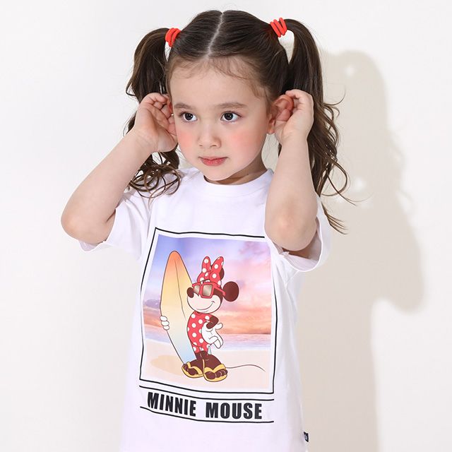 【ベビードール】ミニー 親子お揃い サーフTシャツ 0539K / ベビーサイズ キッズ リンクコーデ ペアルック 親子コーデ トップス 半袖 天竺素材 リゾート