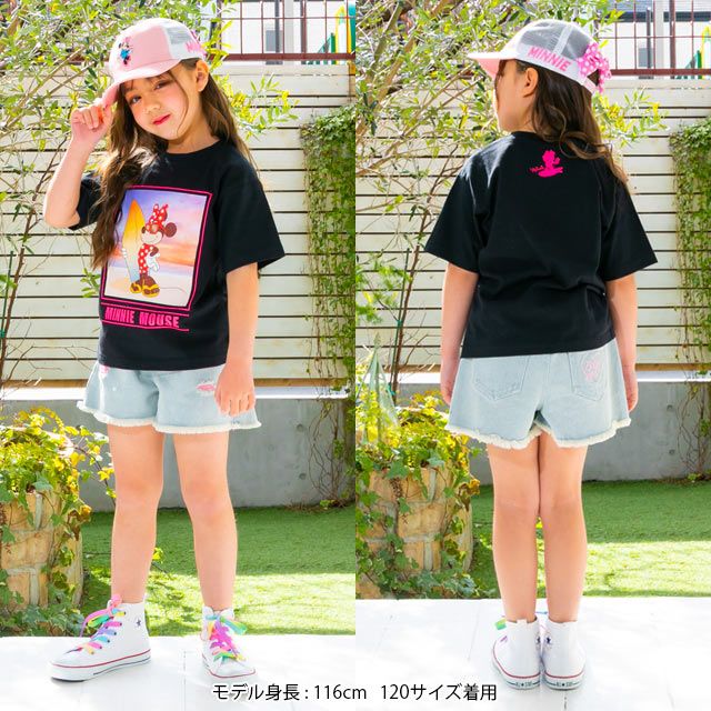 【ベビードール】ミニー 親子お揃い サーフTシャツ 0539K / ベビーサイズ キッズ リンクコーデ ペアルック 親子コーデ トップス 半袖 天竺素材 リゾート