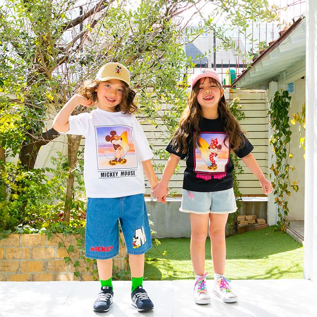 【ベビードール】ミニー 親子お揃い サーフTシャツ 0539K / ベビーサイズ キッズ リンクコーデ ペアルック 親子コーデ トップス 半袖 天竺素材 リゾート