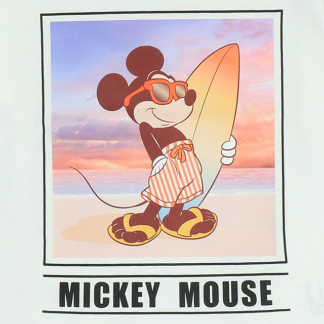 【ベビードール】ミッキー 親子お揃い サーフTシャツ 0539K / ベビーサイズ キッズ リンクコーデ ペアルック 親子コーデ トップス 半袖 天竺素材 リゾート