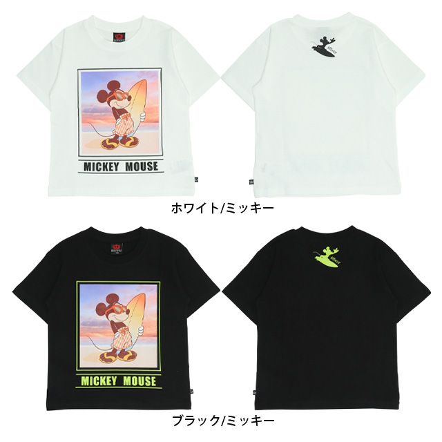 【ベビードール】ミッキー 親子お揃い サーフTシャツ 0539K / ベビーサイズ キッズ リンクコーデ ペアルック 親子コーデ トップス 半袖 天竺素材 リゾート