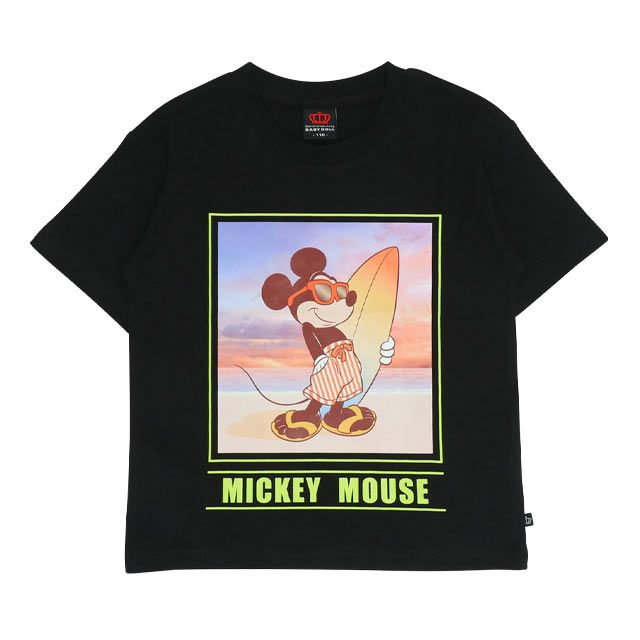 【ベビードール】ミッキー 親子お揃い サーフTシャツ 0539K / ベビーサイズ キッズ リンクコーデ ペアルック 親子コーデ トップス 半袖 天竺素材 リゾート