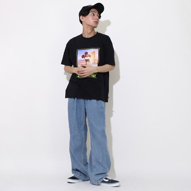 【ベビードール】ミッキー 親子お揃い サーフTシャツ 0539A / 大人 ユニセックス 男女兼用 メンズ リンクコーデ ペアルック 親子コーデ トップス 半袖 天竺素材 リゾート