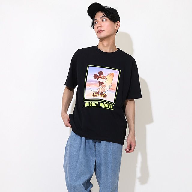 【ベビードール】ミッキー 親子お揃い サーフTシャツ 0539A / 大人 ユニセックス 男女兼用 メンズ リンクコーデ ペアルック 親子コーデ トップス 半袖 天竺素材 リゾート
