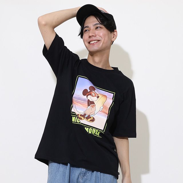 【ベビードール】ミッキー 親子お揃い サーフTシャツ 0539A / 大人 ユニセックス 男女兼用 メンズ リンクコーデ ペアルック 親子コーデ トップス 半袖 天竺素材 リゾート