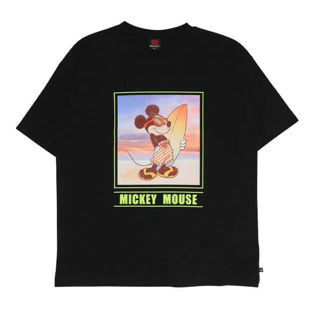 【ベビードール】ミッキー 親子お揃い サーフTシャツ 0539A / 大人 ユニセックス 男女兼用 メンズ リンクコーデ ペアルック 親子コーデ トップス 半袖 天竺素材 リゾート