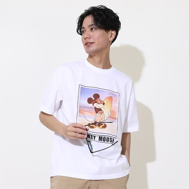 【ベビードール】ミッキー 親子お揃い サーフTシャツ 0539A / 大人 ユニセックス 男女兼用 メンズ リンクコーデ ペアルック 親子コーデ トップス 半袖 天竺素材 リゾート