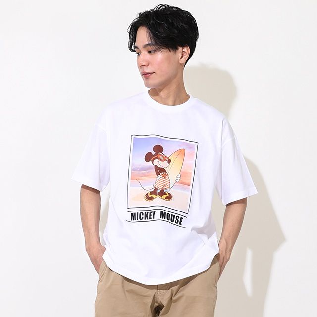 【ベビードール】ミッキー 親子お揃い サーフTシャツ 0539A / 大人 ユニセックス 男女兼用 メンズ リンクコーデ ペアルック 親子コーデ トップス 半袖 天竺素材 リゾート