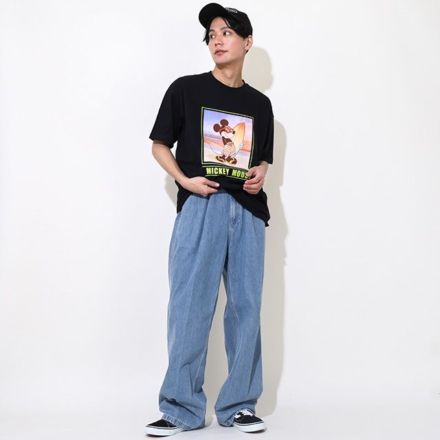 【ベビードール】ミッキー 親子お揃い サーフTシャツ 0539A / 大人 ユニセックス 男女兼用 メンズ リンクコーデ ペアルック 親子コーデ トップス 半袖 天竺素材 リゾート