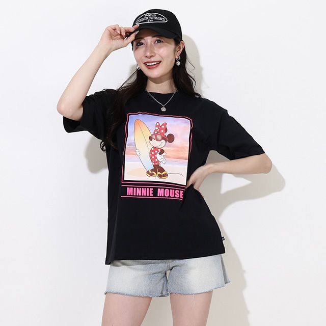 【ベビードール】ミニー 親子お揃い サーフTシャツ 0539A / 大人 ユニセックス 男女兼用 リンクコーデ ペアルック 親子コーデ トップス 半袖 天竺素材 リゾート