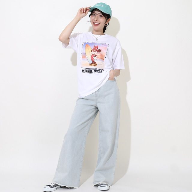 【ベビードール】ミニー 親子お揃い サーフTシャツ 0539A / 大人 ユニセックス 男女兼用 リンクコーデ ペアルック 親子コーデ トップス 半袖 天竺素材 リゾート