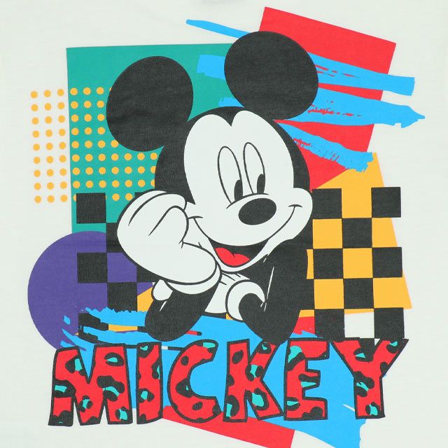 【ベビードール】ミッキー 親子お揃い バックキャラクターTシャツ 0540K / ベビーサイズ キッズ リンクコーデ ペアルック 親子コーデ トップス 半袖 天竺素材 ヒョウ柄